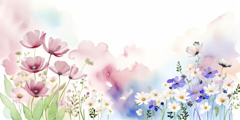 Obraz premium flores silvestres estilo acuarela