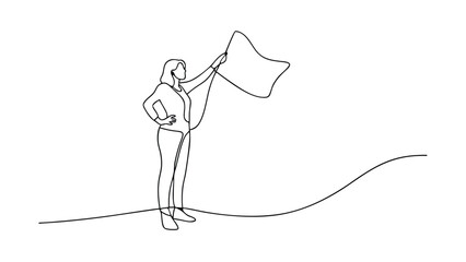 Businesswoman Holding a Flag Leadership, Success, and Vision
