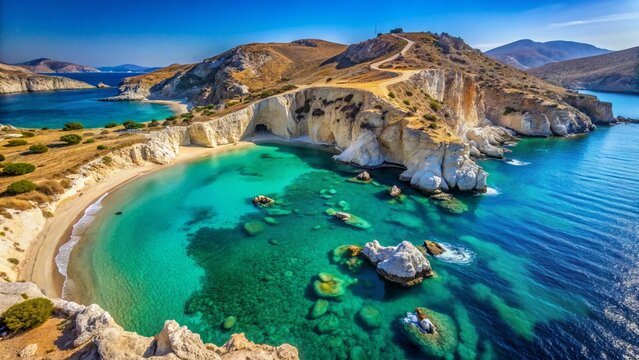 Despotiko Island: Aerial View of Livadi Beach, Cyclades, Greece - Pristine Sandy Shore & Marble Cliffs