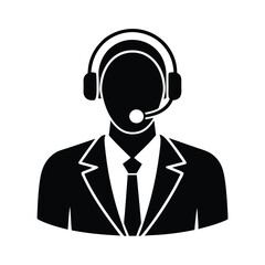 Techsavvy office worker silhouette wearing headset engaged in virtual meeting discussions in modern office