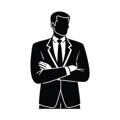 Confident office worker silhouette with arms crossed elegantly today