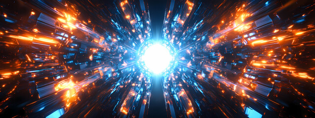 Hyperspace Warp Tunnel with Energy Streaks