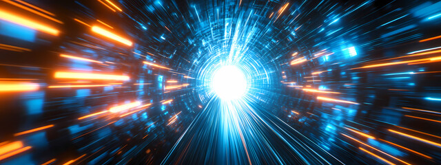 Naklejka premium Hyperspace Warp Tunnel with Energy Streaks