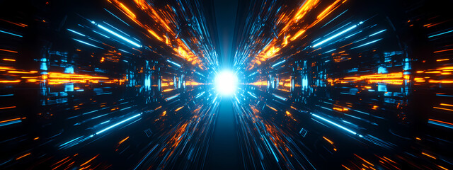 Naklejka premium Hyperspace Warp Tunnel with Energy Streaks