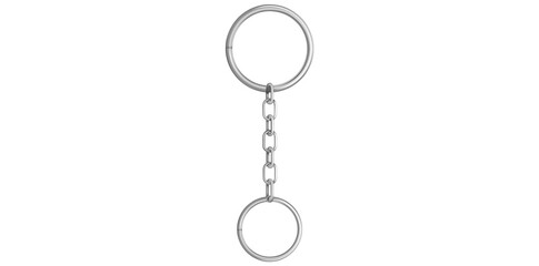 Realistic Silver Key Chain With Metal Rings Vector Illustration.	