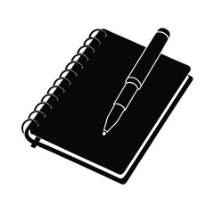 Creative spiral notebook silhouette with pen elegantly placed today