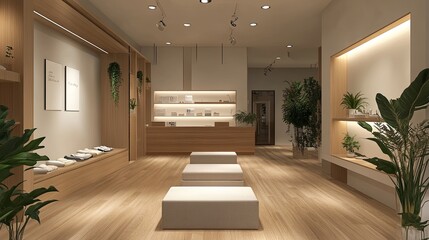 Obraz premium A minimalist fashion boutique with sleek displays and modern decor digital