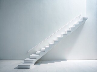 Obraz premium Minimalist White Staircase Architecture Photography: Clean Lines, Modern Design, Empty Space