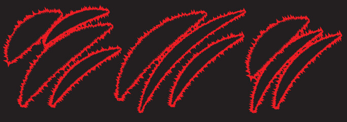 Claws scratches - vector isolated. Claws scratches animal claw tracks cat or tiger bear or lion attack nails scratches. Horror, halloween monster. Vector