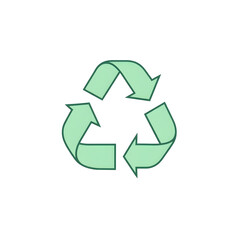 Green recycling symbol on a clean white background, isolated for eco-friendly designs