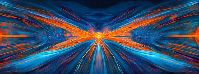 Obraz premium Neon Light Speed Highway with Cyber Glow