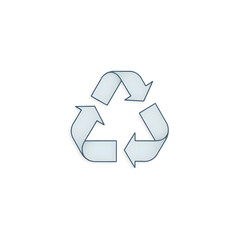 Gray recycling symbol on a clean white background, isolated for eco-friendly designs