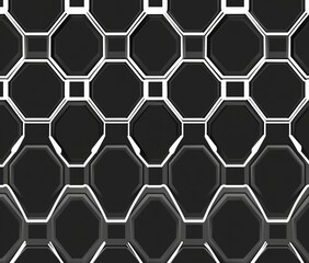 Obraz premium Abstract geometric octagonal pattern, repeating design, black and white, modern background