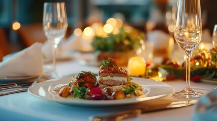 Table Filled with Beautifully Plated Gourmet Dishes