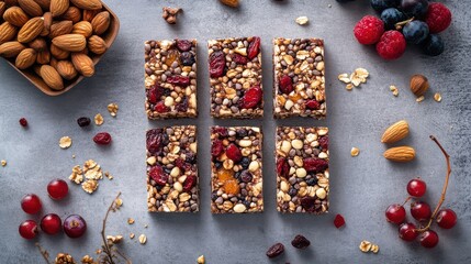 Flat Lay of Healthy Snacks with Nuts and Dried Fruits