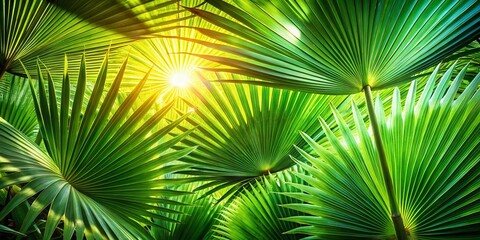 Obraz premium Double Exposure Palm Leaves Sunlight Shadow Tropical Botanical Art Print