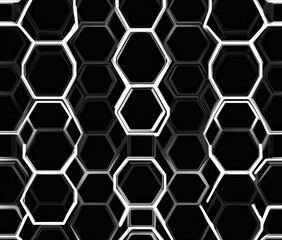 Obraz premium Abstract black and white hexagonal pattern, layered geometric design