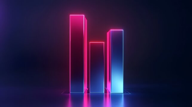 A glowing bar chart in a futuristic design, representing business growth, financial success, and data-driven insights