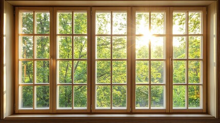 Fototapeta premium A clean windowpane styled with visible streak-free shine and light reflections. pic
