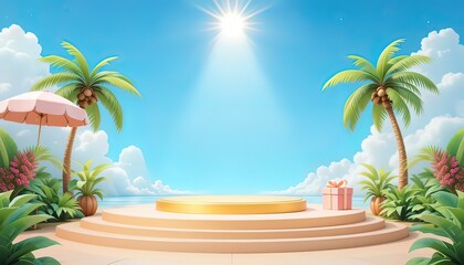 Obraz premium Tropical Stage Spotlight: Summer Vibes & Luxury Presentation