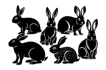 rabbit-silhouettes-set-collection