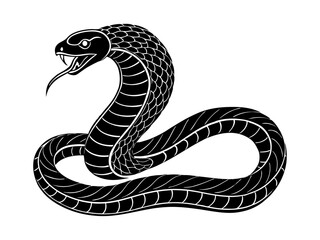 Snake silhouette. Isolated snake on white background 