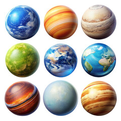 Obraz premium Planet set isolated on transparent background 