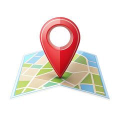 Map with location icon isolated on transparent background  
