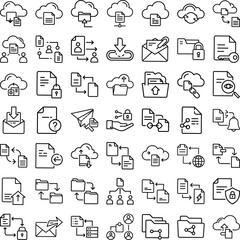 Cloud Storage, File Sharing, Data Transfer, Document Management Icons