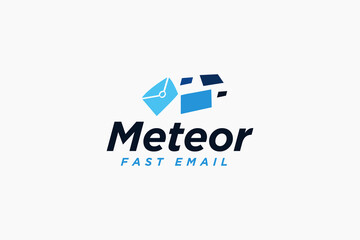 Fototapeta premium meteor fast email symbol logo design vector illustration. creative move mail, letter, post, paper, email, and massage iconic logo vector design template with modern, and unique styles