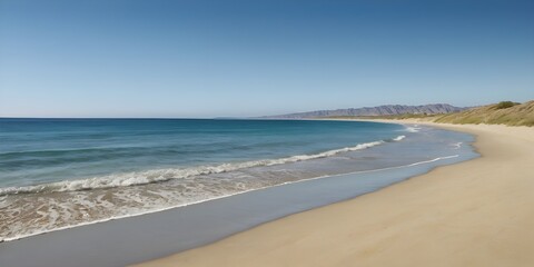 Scenic Deserted Shoreline with Ocean Waves