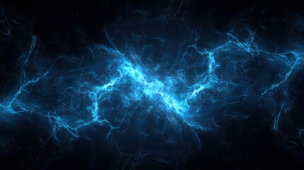 Dynamic electric energy with vibrant blue lightning on dark background for digital art and visual effects