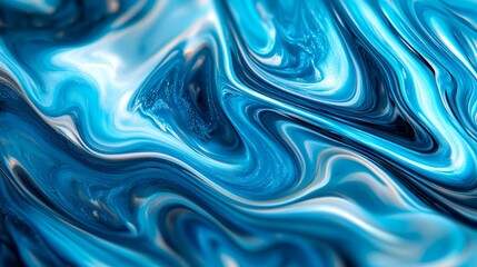 Obraz premium Abstract blue fluid acrylic painting background with ocean wave texture for modern design projects.
