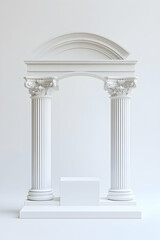 Obraz premium Immaculate white background serves as a blank canvas for showcasing the elegance and significance of the award podium, making it visually striking and memorable in any context