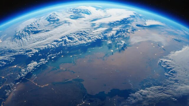 Blue Earth with Glowing Atmosphere