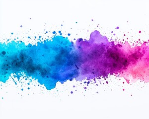 Obraz premium A vibrant watercolor splash featuring shades of blue, purple, and pink, creating an artistic and dynamic visual effect against a white background.
