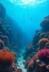 Coral reef and diver