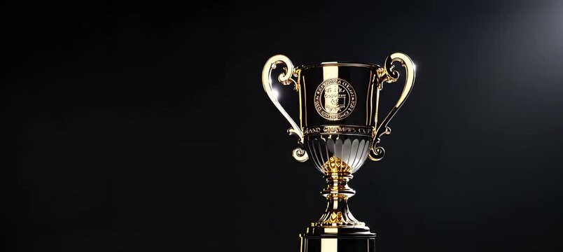Dramatic spotlight on gleaming trophy showcasing athletic achievement and triumph