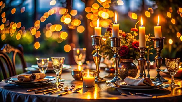 Moody Low-Light Table Setting: Elegant Dinner Party Preparation