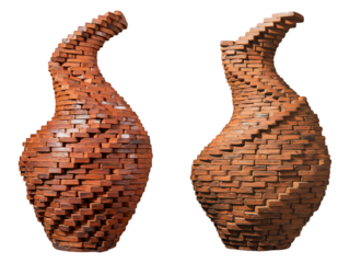 Curved Brick Sculpture with Vintage Aesthetic and Texture