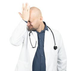 Doctor Reacting with Facepalm Gesture and Frustrated Look