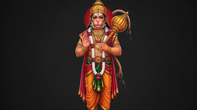 Hanuman Jayanti Lord Hanuman Indian God 2D Animation Motion Graphics for Greetings and Wallpapers