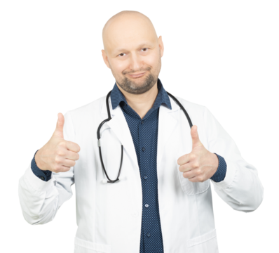 Doctor Smiling and Showing Double Thumbs-Up