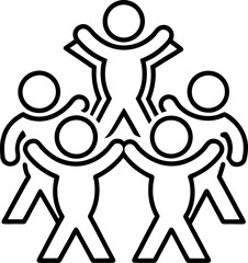 Team work and collaboration line draw icon