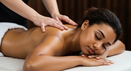 Obraz premium Relaxing Back Massage for Woman in Spa: Stress Relief and Wellness Therapy