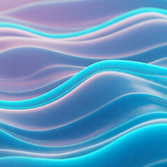 Fototapeta premium A futuristic holographic background with glowing cyan waves shifting in a prism effect. The waves have pearlescent reflections, ultra-realistic light distortions, and crystal-clear details. The atmosp