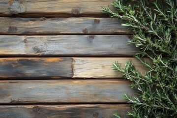 Fototapeta premium Natural cooking inspiration fresh herbs on rustic wood in the kitchen