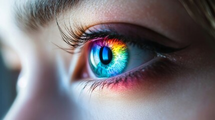 Fototapeta premium A robotic eye scanning and changing colors, symbolizing AI and technology. 