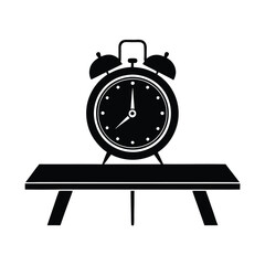 Classic alarm clock silhouette on conference table highlights strict punctuality and organized meeting schedules