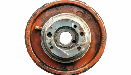 Isolated rear car brake drum - detailed view, white background